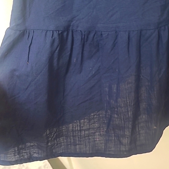 Sundress spaghetti strap mini 100% cotton navy lightweight Croquet Y2K Ruffle - Picture 3 of 6